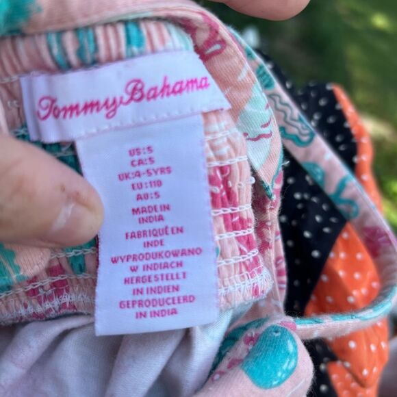 Tommy Bahama Pink and Teal Patterned Fabric ocean beach dress size 5 seacoast - Picture 3 of 4